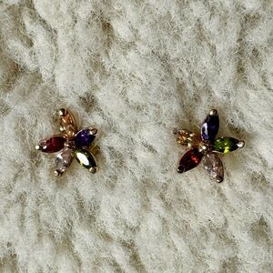 Flower Rainbow Multicolor Crystal Stud Earrings